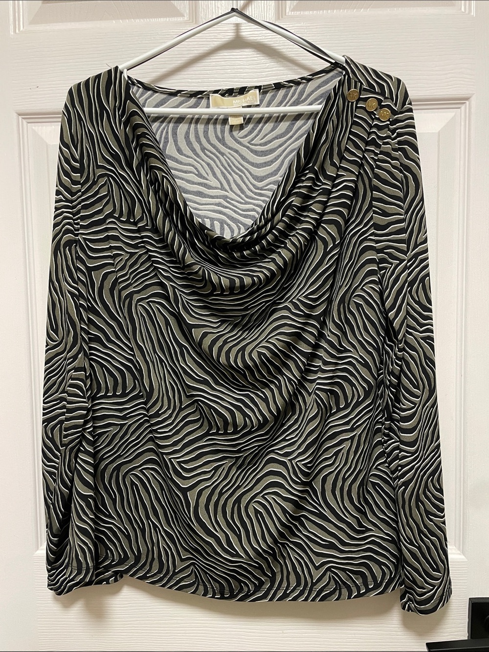 MICHAEL | Michael Kors | Animal/Zebra Print | Cowl | Long Sleeve Top| Size XL